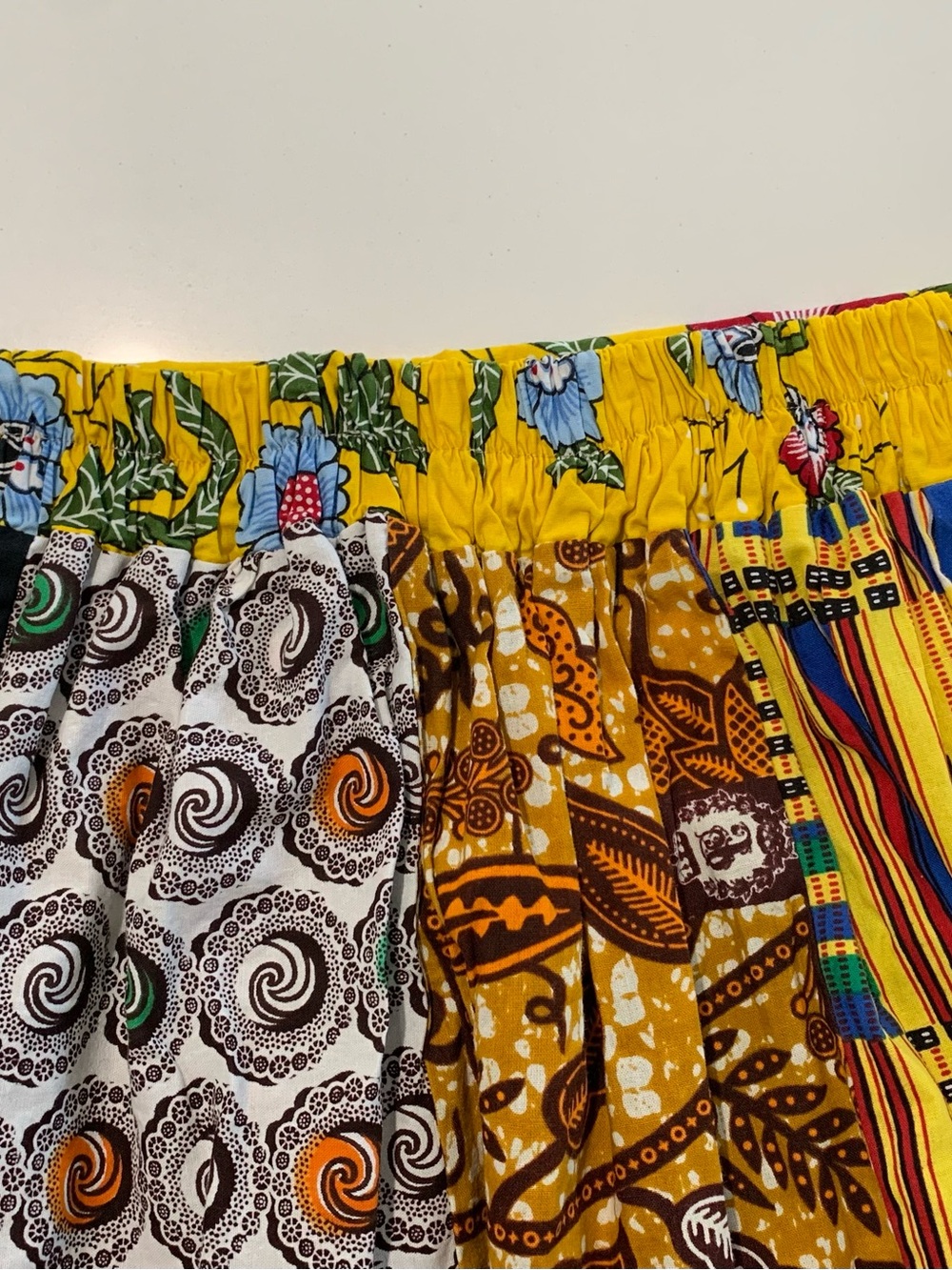 Handmade Bohemian Vibrant Patchwork African Ankara Wax Print Maxi Skirt, L / XL - Picture 5 of 9